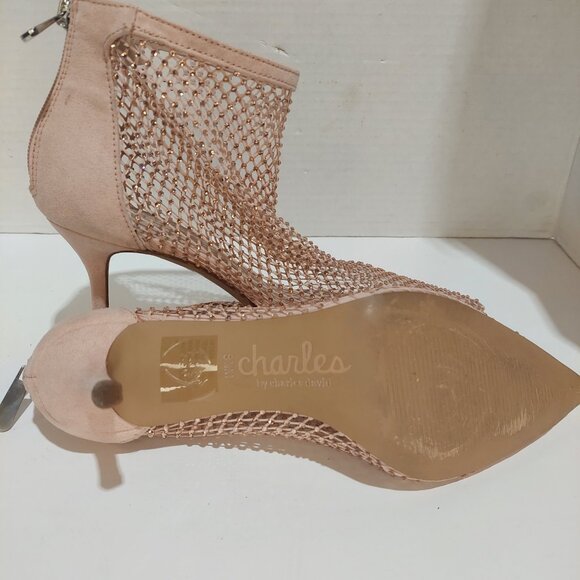 Charles by Charles David Afterhours Rhinestone Mesh Bootie Pink Blush Size 8.5 - Picture 4 of 6